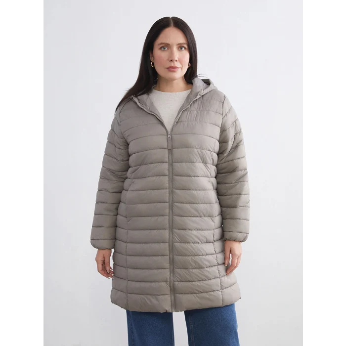 LCWAIKIKI Classic Kahverengi Kapüşonlu Kadın Şişme Mont