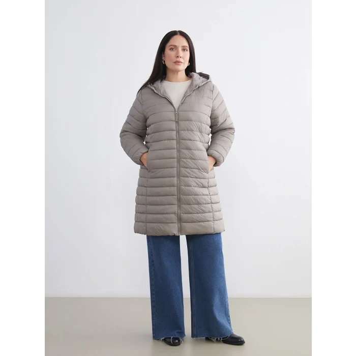 LCWAIKIKI Classic Kahverengi Kapüşonlu Kadın Şişme Mont