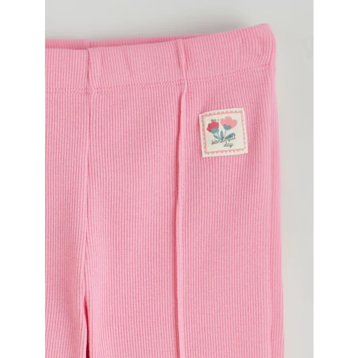 LCW Kids Pembe Beli Lastikli İspanyol Paça Kız Çocuk Tayt