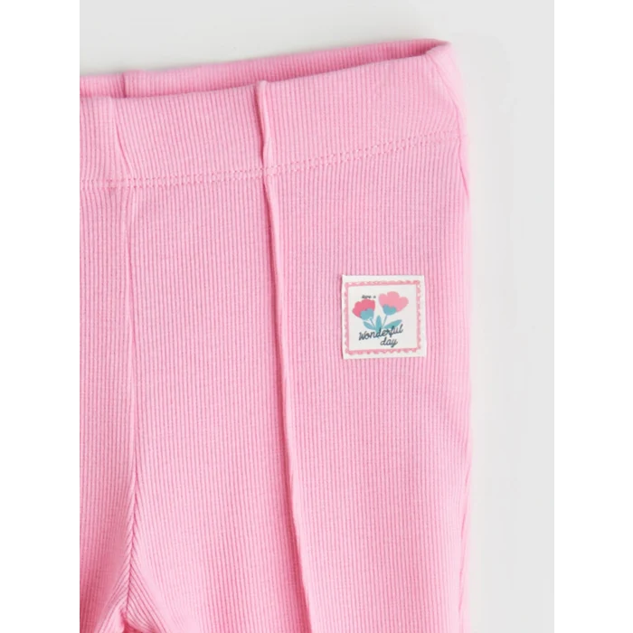 LCW Kids Pembe Beli Lastikli İspanyol Paça Kız Çocuk Tayt