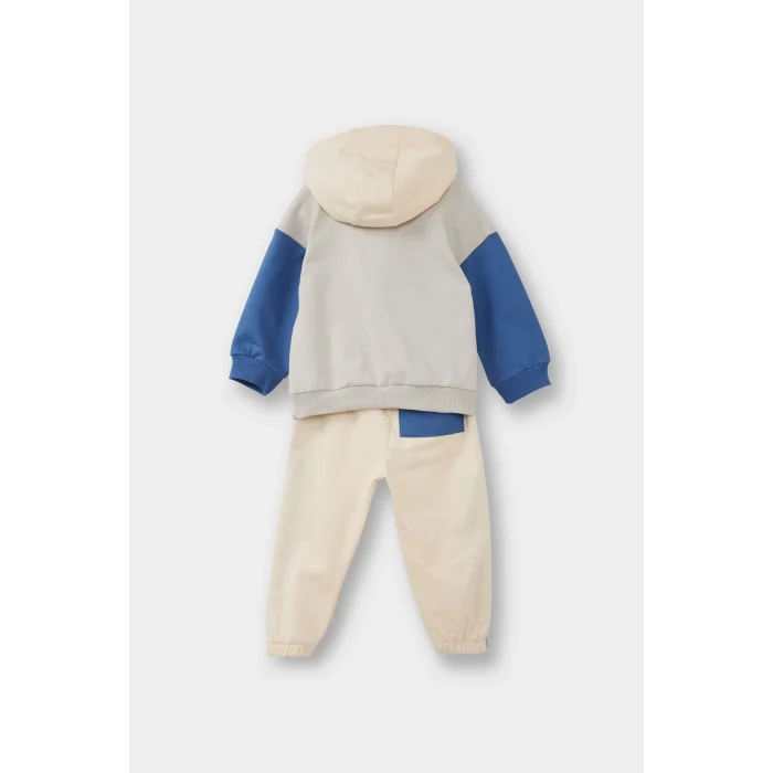 Defacto F9452A5ER134 Ekru Erkek Bebek 2li Takım Kapüşonlu Sweatshirt Eşofman Altı