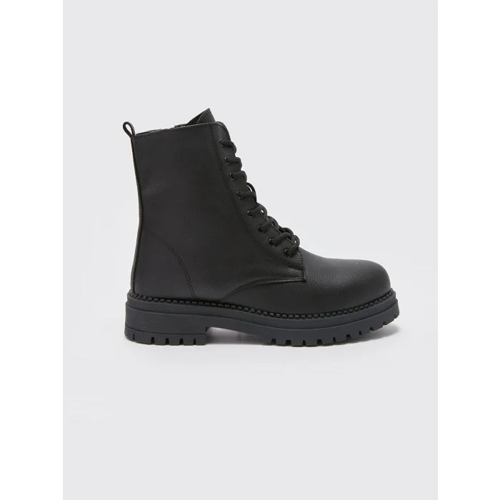 LCW STEPS Siyah Deri Görünümlü Kadın Bot