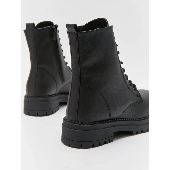 LCW STEPS Siyah Deri Görünümlü Kadın Bot