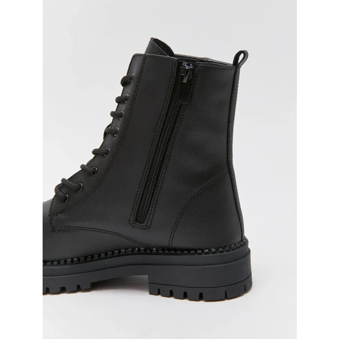 LCW STEPS Siyah Deri Görünümlü Kadın Bot