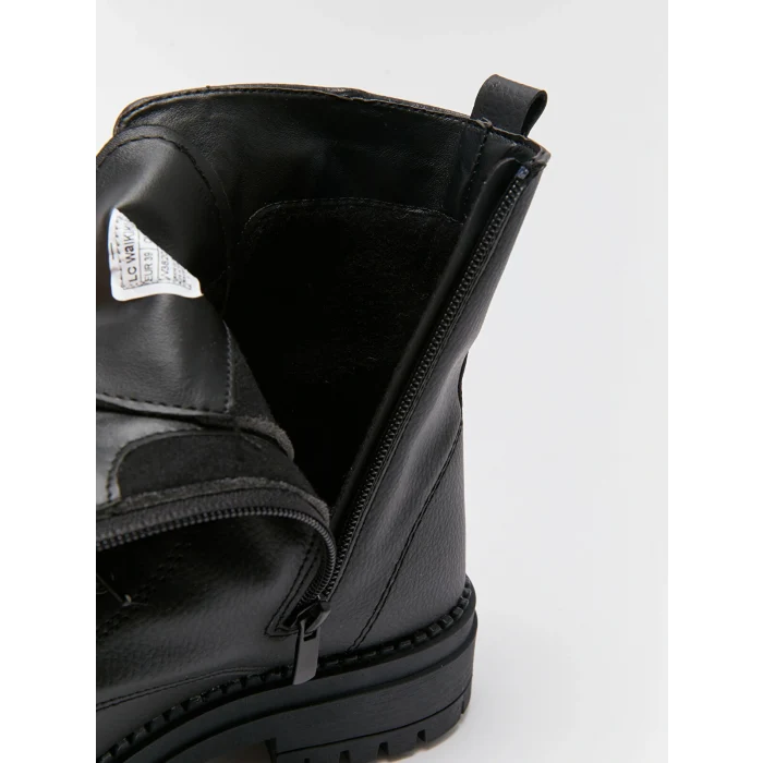 LCW STEPS Siyah Deri Görünümlü Kadın Bot