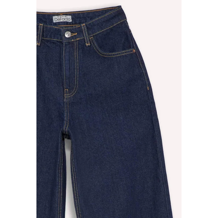 Defacto E9113AXNM82 Mavi Wide Leg Normal Bel Düz Paça Uzun Jean Pantolon