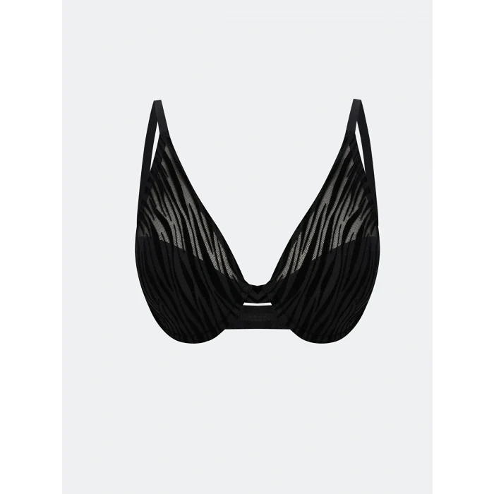 LCW DREAM Siyah Balenli Dolgusuz Desenli Tişört Sütyen