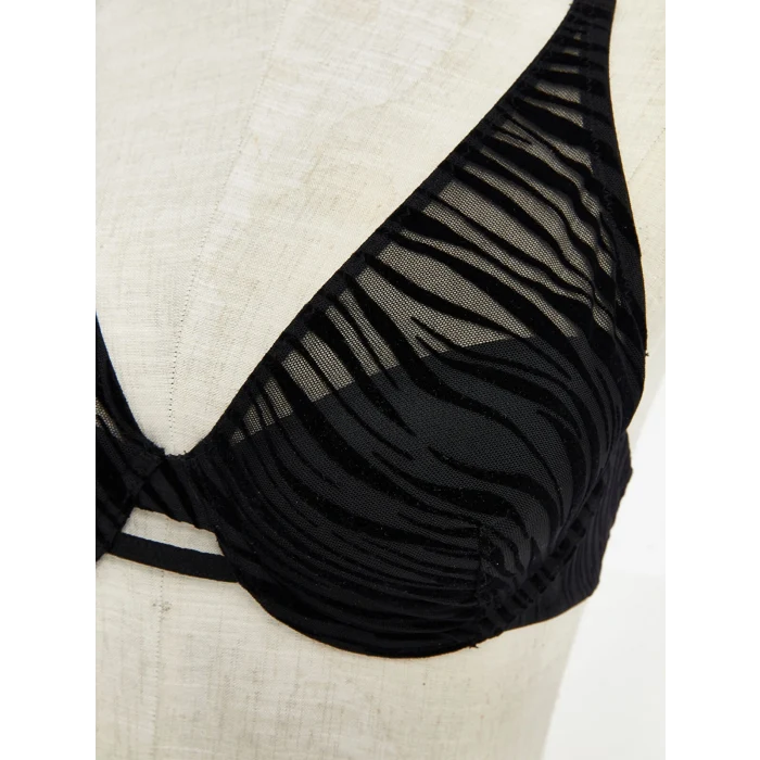 LCW DREAM Siyah Balenli Dolgusuz Desenli Tişört Sütyen