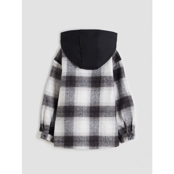 LCW Kids Siyah Çıkarılabilir Kapüşonlu Ekose Erkek Çocuk Gömlek