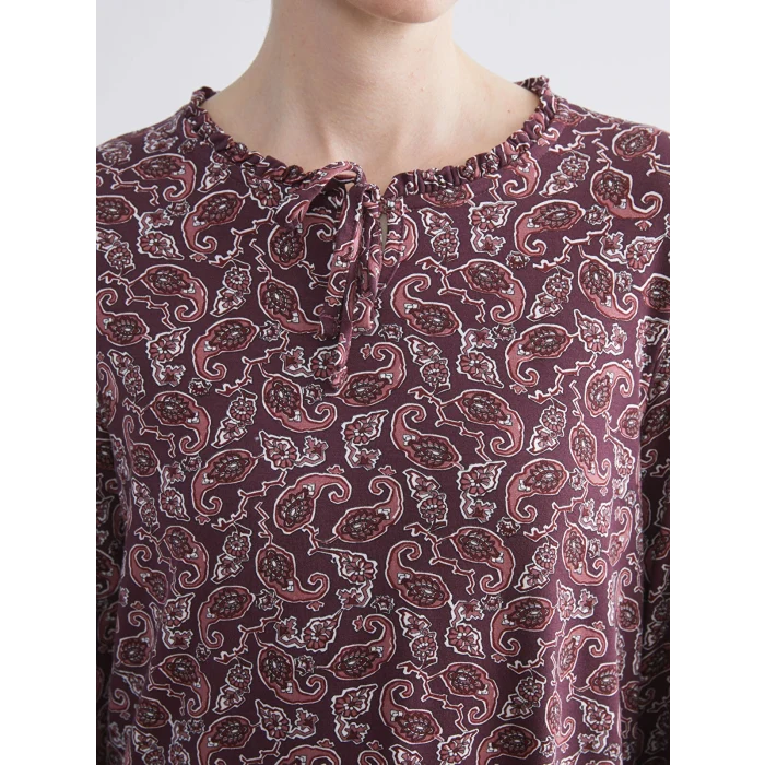 LCW Grace Kırmızı Bağlamalı Yaka Desenli Bluz