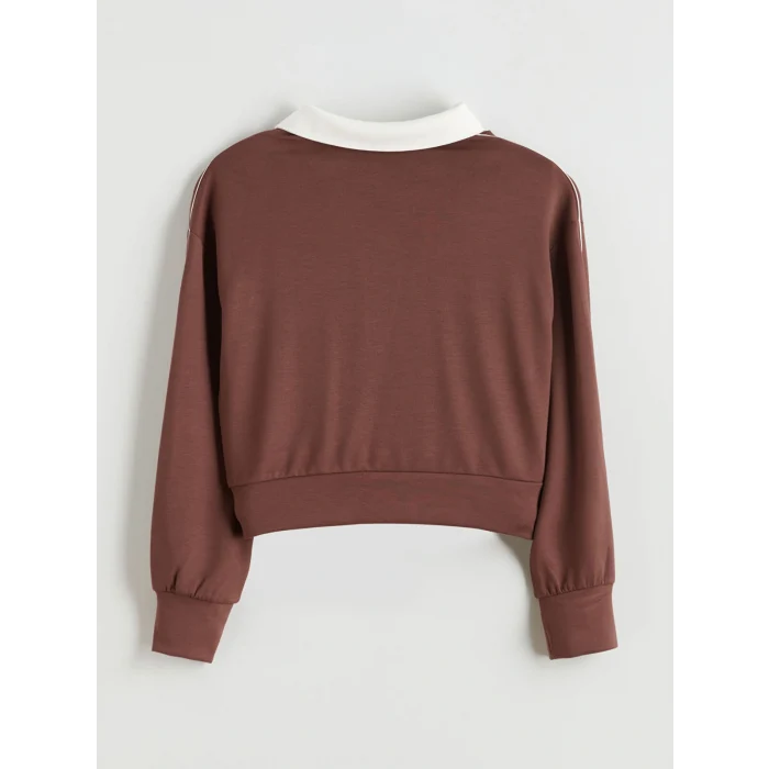 LCW Kids Bordo Polo Yaka Kız Çocuk Sweatshirt ve Eşofman Alt