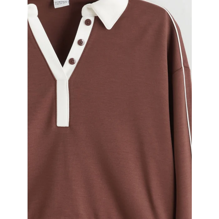 LCW Kids Bordo Polo Yaka Kız Çocuk Sweatshirt ve Eşofman Alt