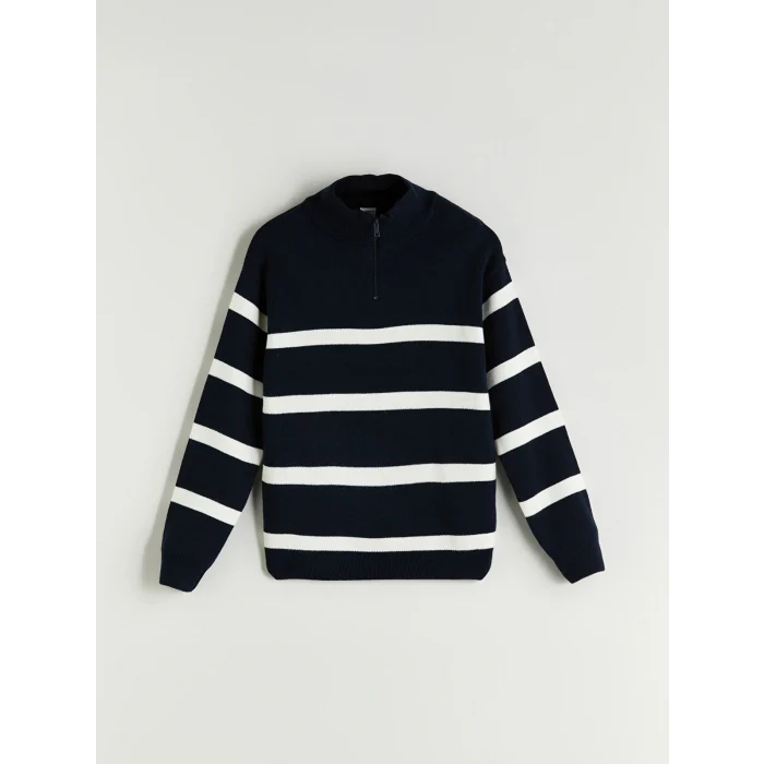 LCW Kids Lacivert Dik Yaka Erkek Çocuk Triko Kazak