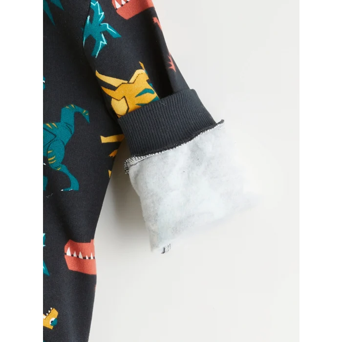 LCW Kids Antrasit Dinozor Baskılı Erkek Çocuk Sweatshirt