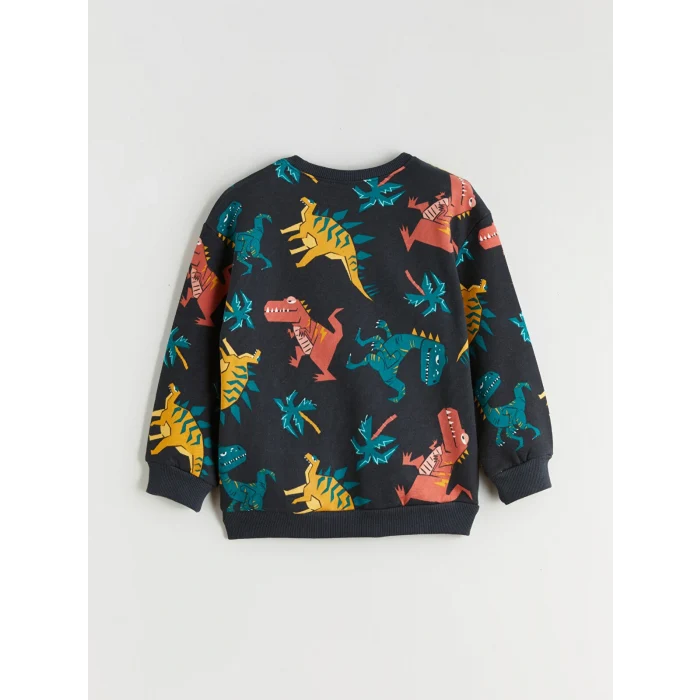 LCW Kids Antrasit Dinozor Baskılı Erkek Çocuk Sweatshirt