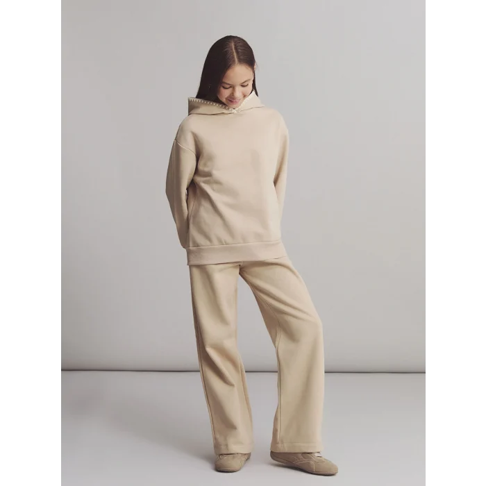 LCW Kids Bej Kapüşonlu Kız Çocuk Sweatshirt