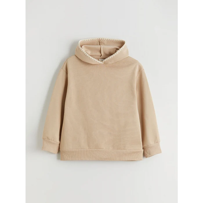 LCW Kids Bej Kapüşonlu Kız Çocuk Sweatshirt