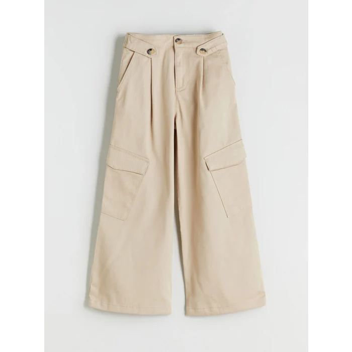 LCW Kids Bej Wideleg Kız Çocuk Kargo Pantolon