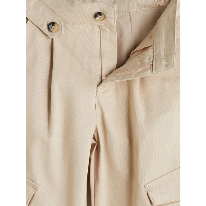 LCW Kids Bej Wideleg Kız Çocuk Kargo Pantolon
