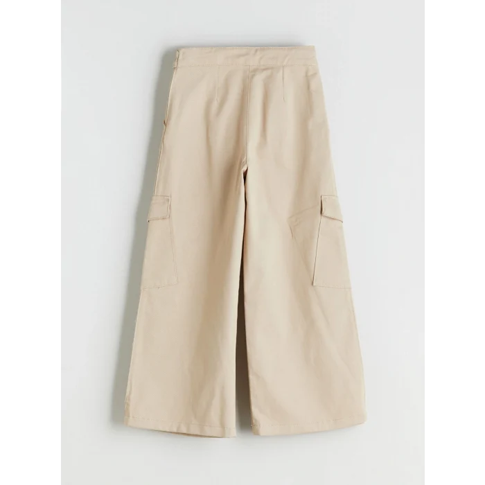 LCW Kids Bej Wideleg Kız Çocuk Kargo Pantolon