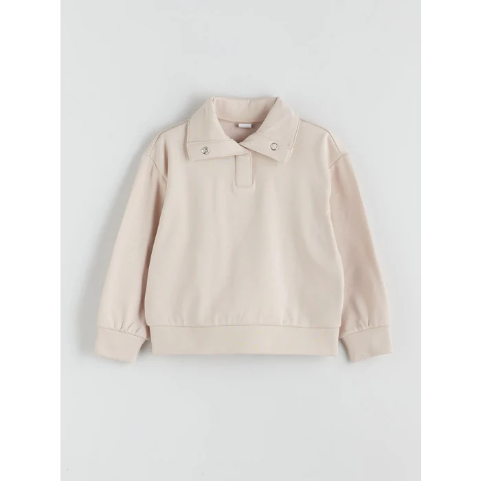 LCW Kids Bej Polo Yaka Kız Çocuk Sweatshirt