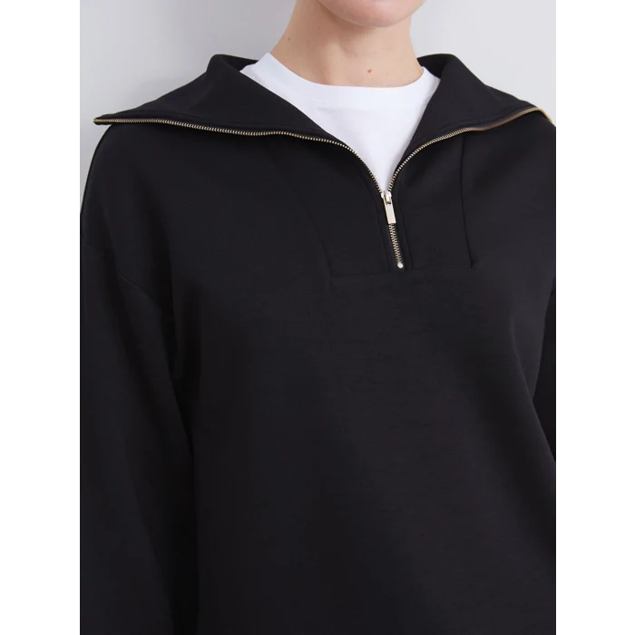 LCW Vision Siyah Dik Yaka Kadın Sweatshirt