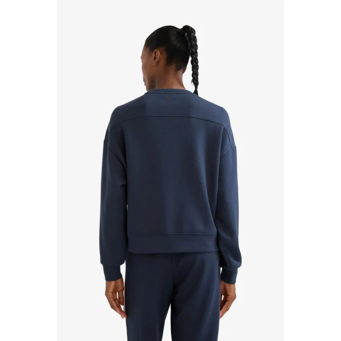 Defacto E8954AXNV165 Lacivert DeFactoFit Oversize Geniş Kalıp Bisiklet Yaka Modal Ultra Soft Sweatshirt