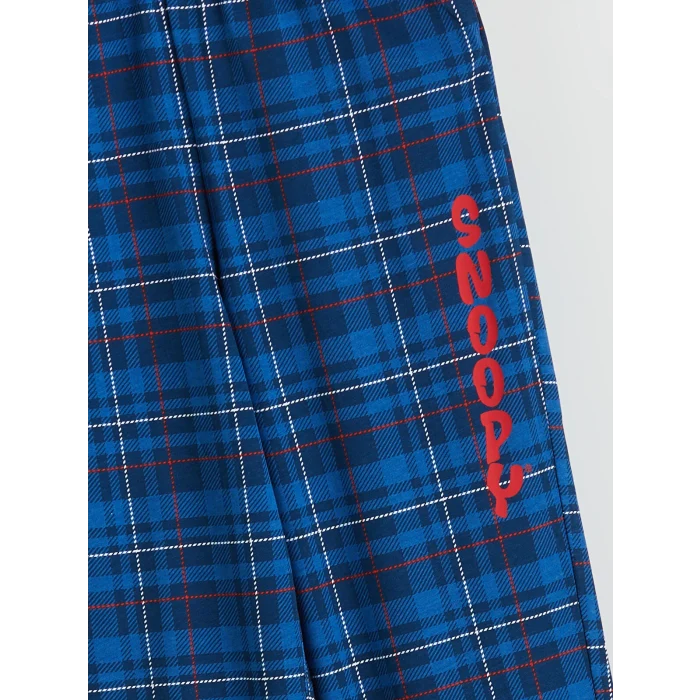 LCW Kids Gri Bisiklet Yaka Snoopy Baskılı Erkek Çocuk Pijama Takımı