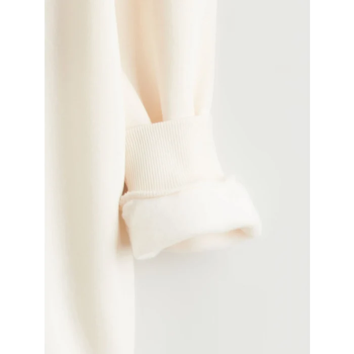 XSIDE Bej Boston Baskılı Oversize Kadın Kalın Sweatshirt