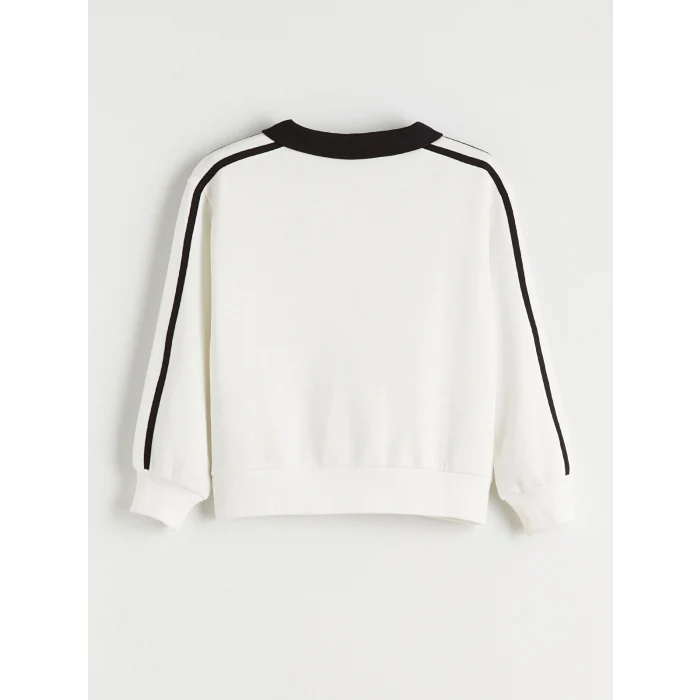 LCW Kids Ekru Polo Yaka Kız Çocuk Sweatshirt