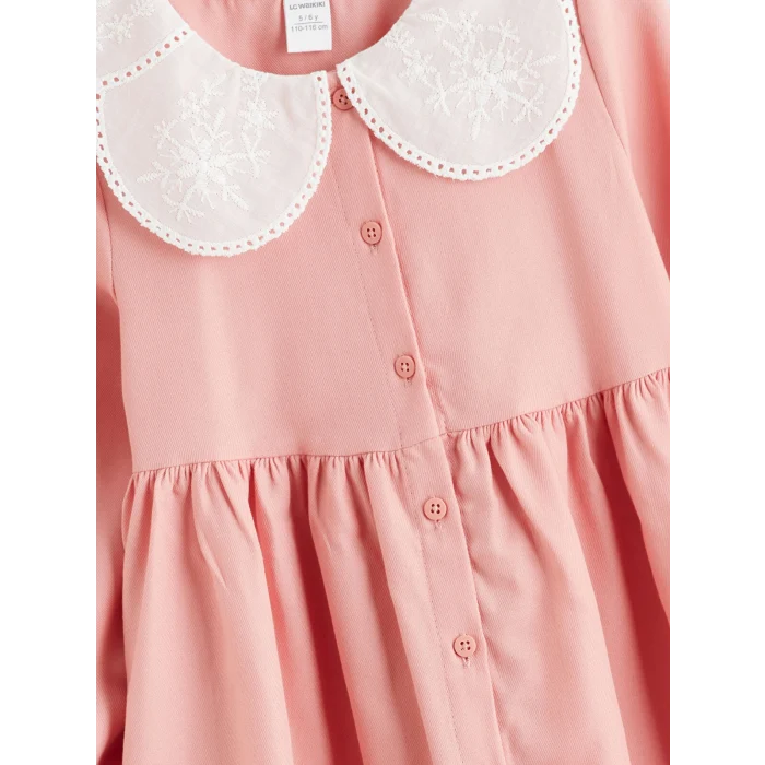 LCW Kids Pembe Bebe Yaka Kız Bebek Elbise