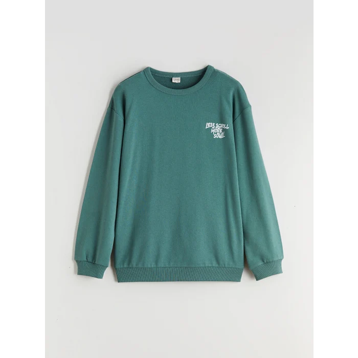 LCW Kids Petrol Bisiklet Yaka Erkek Çocuk Sweatshirt