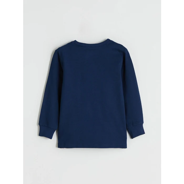 LCW Kids Lacivert Bisiklet Yaka Yılbaşı Temalı Erkek Çocuk Pijama Takımı