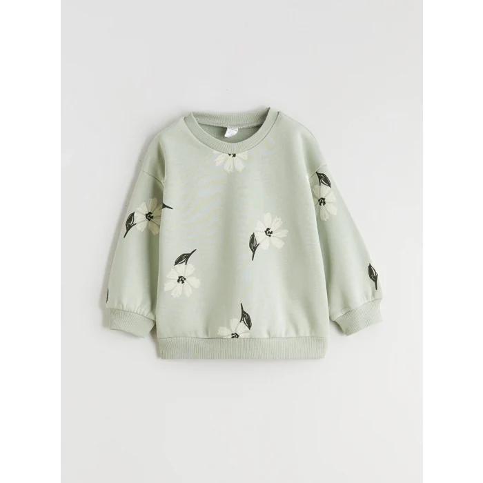 LCW Kids Yeşil Çiçekli Kız Çocuk Sweatshirt ve Tayt Pantolon 2li