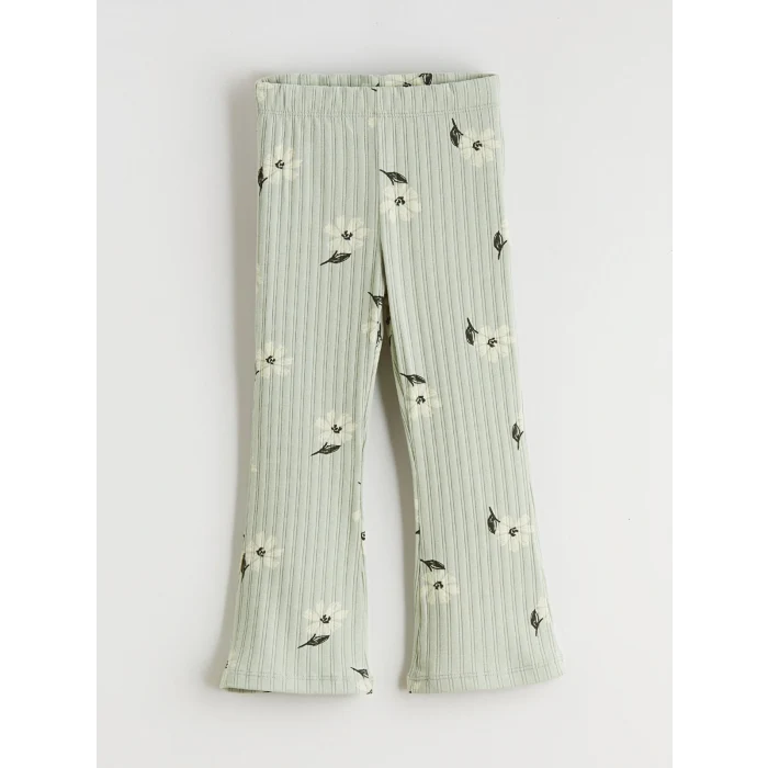 LCW Kids Yeşil Çiçekli Kız Çocuk Sweatshirt ve Tayt Pantolon 2li