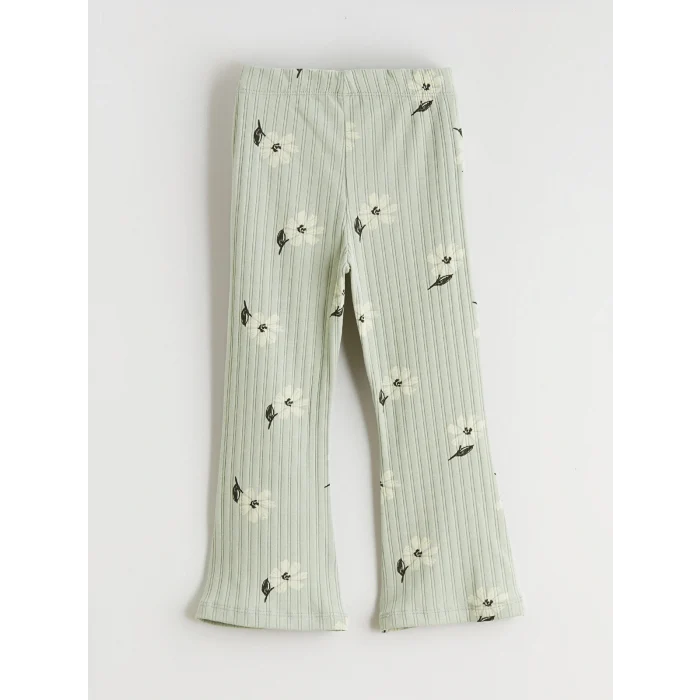 LCW Kids Yeşil Çiçekli Kız Çocuk Sweatshirt ve Tayt Pantolon 2li