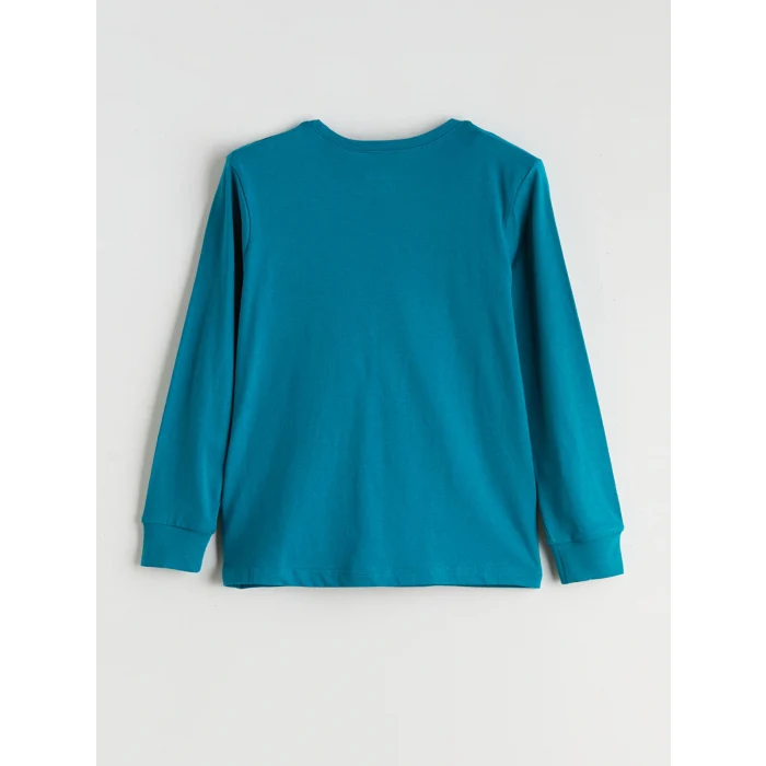 LCW Kids Turkuaz Bisiklet Yaka Minecraft Baskılı Erkek Çocuk Pijama Takımı