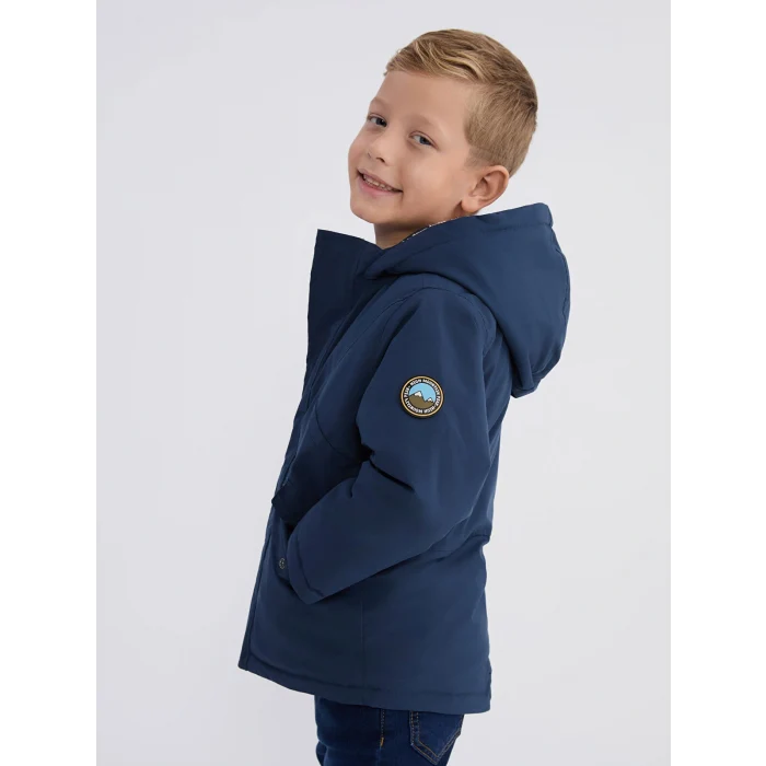 LCW Kids Lacivert Kapüşonlu Astarlı Erkek Çocuk Mont