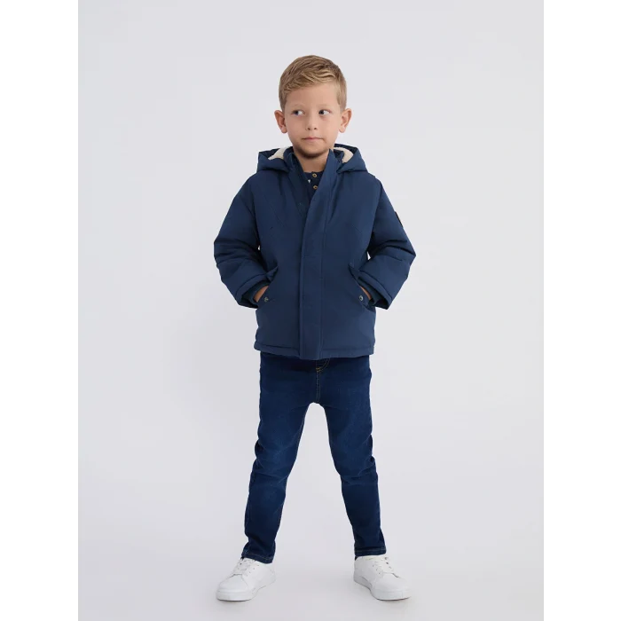 LCW Kids Lacivert Kapüşonlu Astarlı Erkek Çocuk Mont