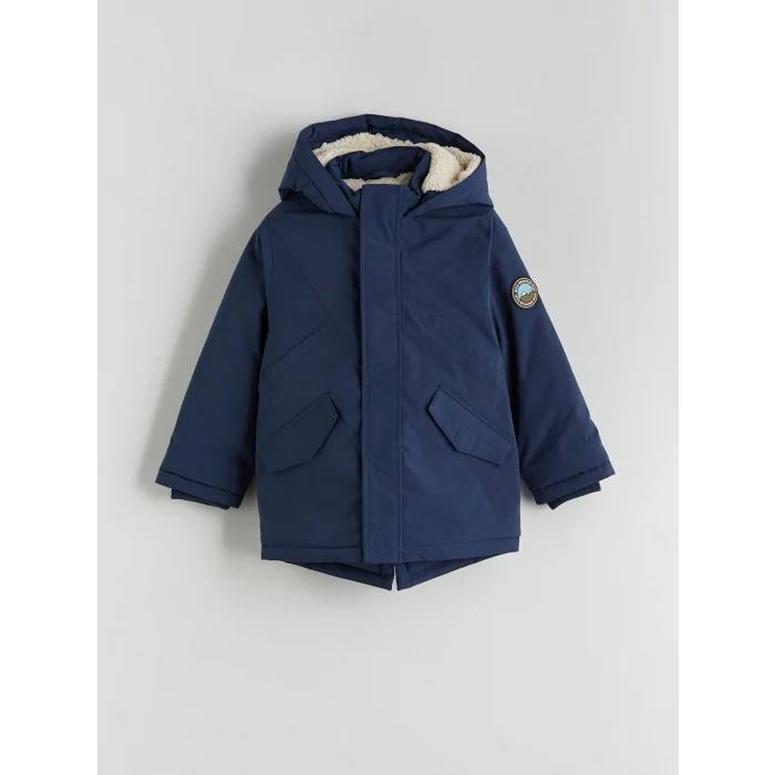 LCW Kids Lacivert Kapüşonlu Astarlı Erkek Çocuk Mont