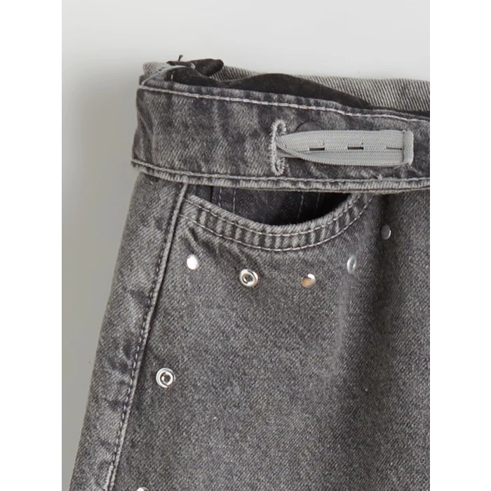 LCW Kids Gri Wideleg Kız Çocuk Jean Pantolon