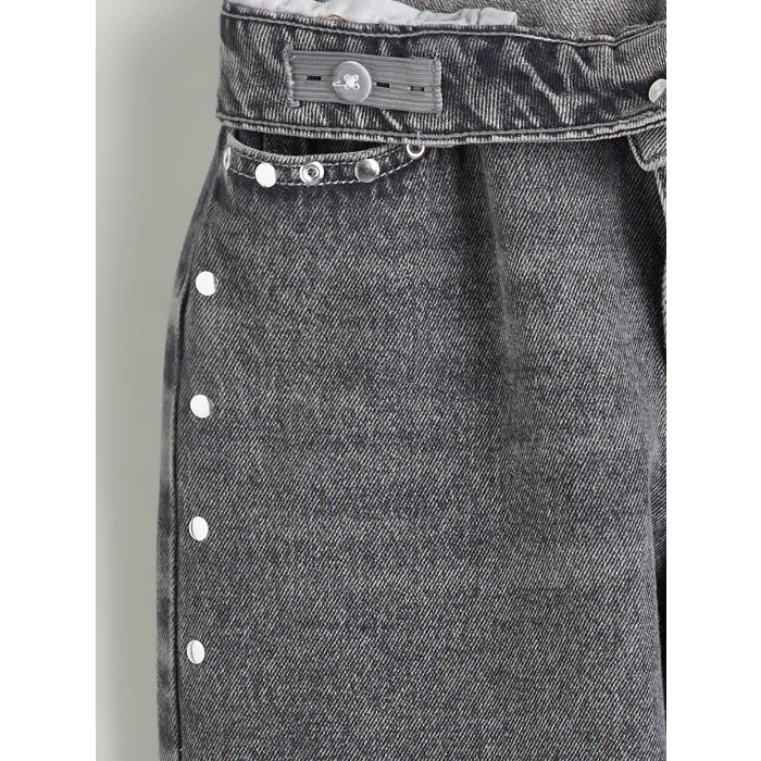 LCW Kids Gri Wideleg Kız Çocuk Jean Pantolon