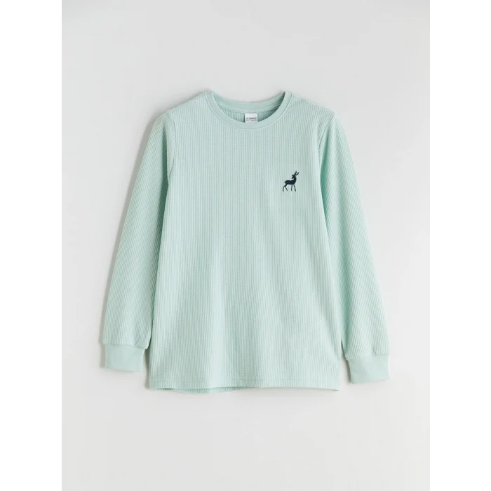 LCW Kids Yeşil Baskılı Waffle Erkek Çocuk Pijama Takımı