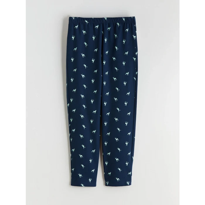 LCW Kids Yeşil Baskılı Waffle Erkek Çocuk Pijama Takımı