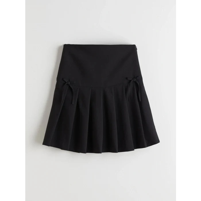 LCW Kids Siyah Basic Pileli Kız Çocuk Etek