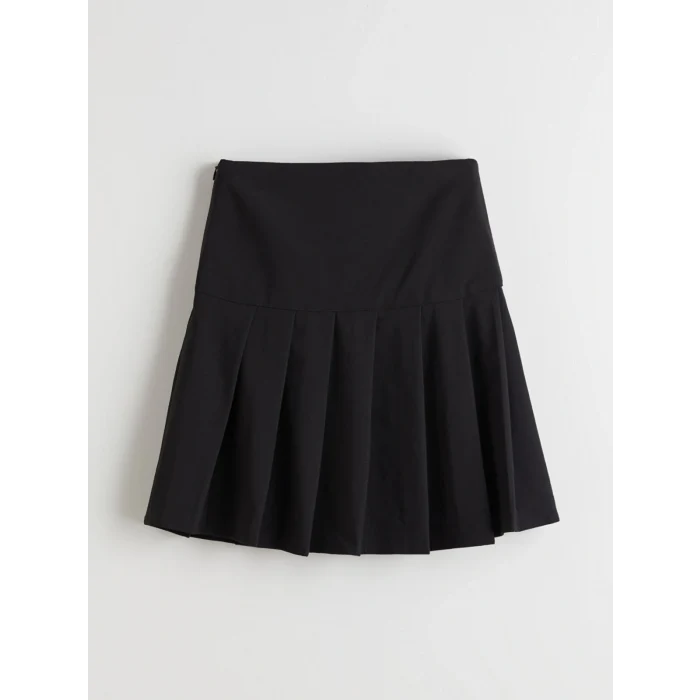 LCW Kids Siyah Basic Pileli Kız Çocuk Etek