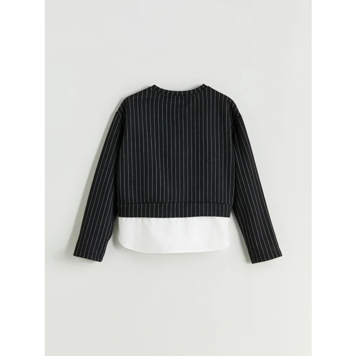 LCW Kids Siyah Bisiklet Yaka Kız Çocuk Sweatshirt ve Pantolon