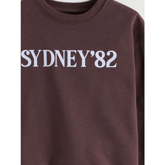 LCW Kids Mürdüm Bisiklet Yaka Baskılı Kız Çocuk Sweatshirt