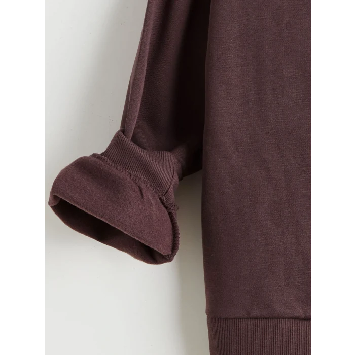 LCW Kids Mürdüm Bisiklet Yaka Baskılı Kız Çocuk Sweatshirt