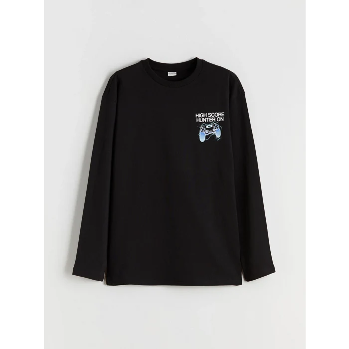 LCW Kids Siyah Bisiklet Yaka Erkek Çocuk Tişört